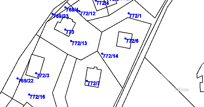 Parcela st. 772/14 v KÚ Horní Planá, Katastrální mapa