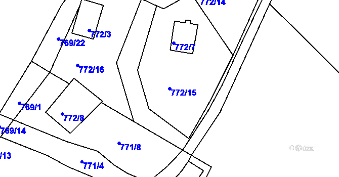 Parcela st. 772/15 v KÚ Horní Planá, Katastrální mapa