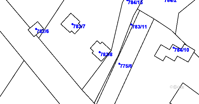 Parcela st. 783/8 v KÚ Horní Planá, Katastrální mapa