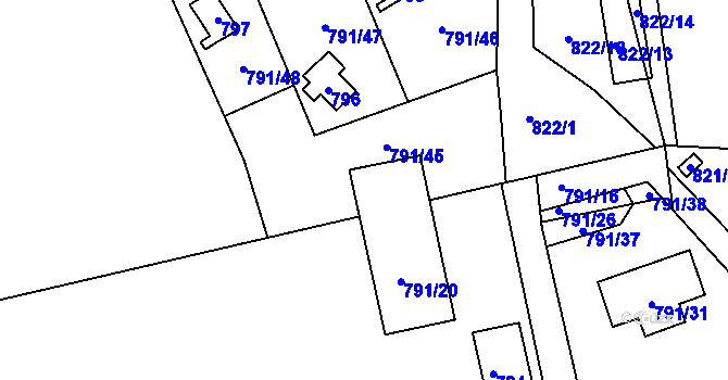 Parcela st. 791/27 v KÚ Horní Planá, Katastrální mapa