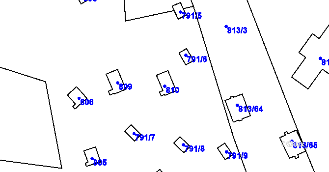 Parcela st. 810 v KÚ Horní Planá, Katastrální mapa