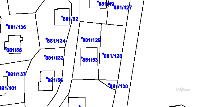 Parcela st. 881/128 v KÚ Horní Planá, Katastrální mapa