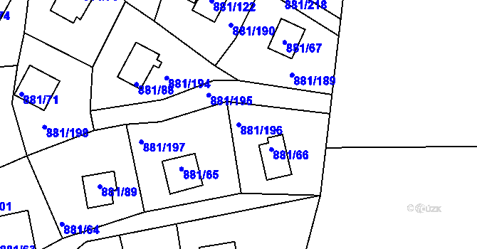 Parcela st. 881/196 v KÚ Horní Planá, Katastrální mapa