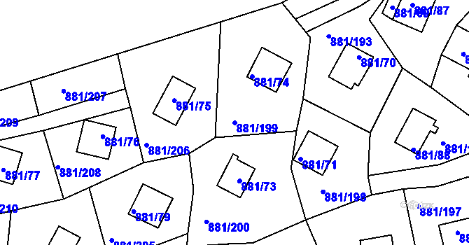 Parcela st. 881/199 v KÚ Horní Planá, Katastrální mapa