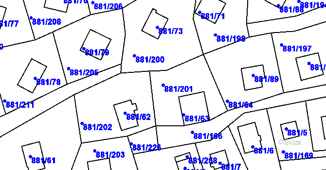 Parcela st. 881/201 v KÚ Horní Planá, Katastrální mapa