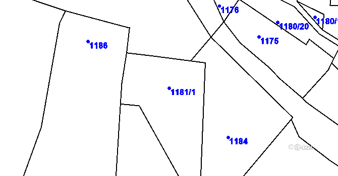 Parcela st. 1181/1 v KÚ Horní Planá, Katastrální mapa