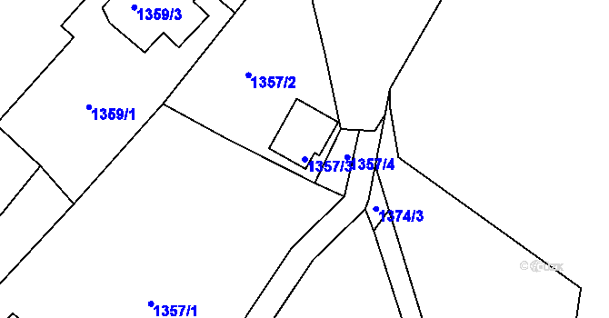 Parcela st. 1357/3 v KÚ Horní Planá, Katastrální mapa
