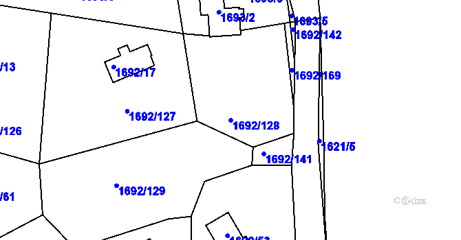 Parcela st. 1692/128 v KÚ Horní Planá, Katastrální mapa