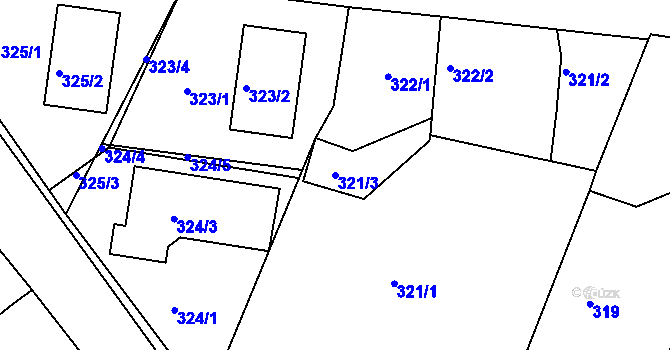 Parcela st. 321/3 v KÚ Horní Planá, Katastrální mapa