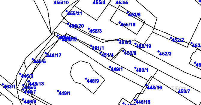 Parcela st. 451/4 v KÚ Horní Planá, Katastrální mapa