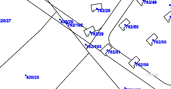 Parcela st. 762/193 v KÚ Horní Planá, Katastrální mapa