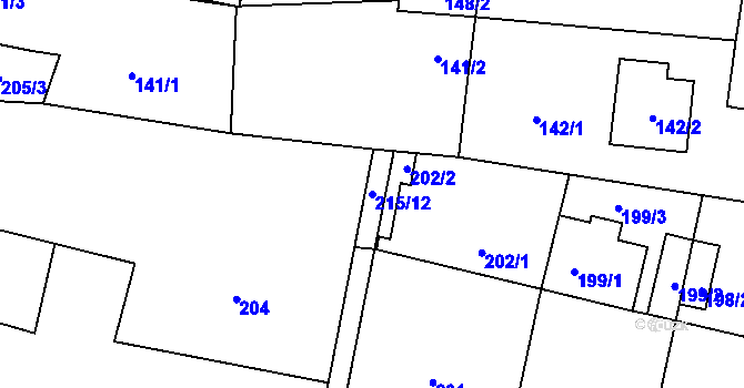 Parcela st. 215/12 v KÚ Horní Planá, Katastrální mapa