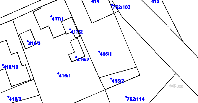 Parcela st. 415/1 v KÚ Horní Planá, Katastrální mapa