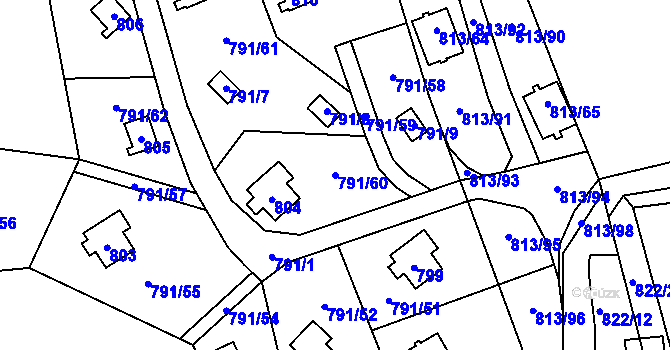 Parcela st. 791/60 v KÚ Horní Planá, Katastrální mapa