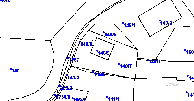 Parcela st. 148/9 v KÚ Horní Planá, Katastrální mapa