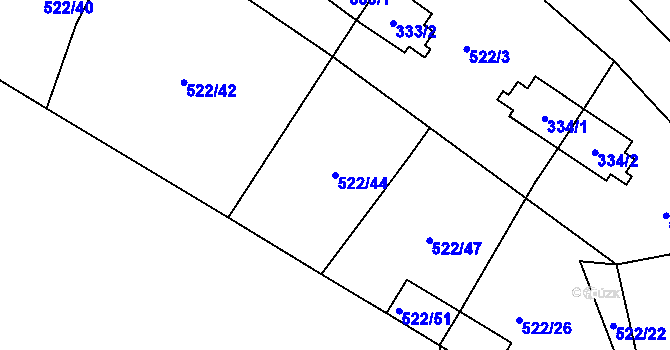 Parcela st. 522/44 v KÚ Zvonková, Katastrální mapa