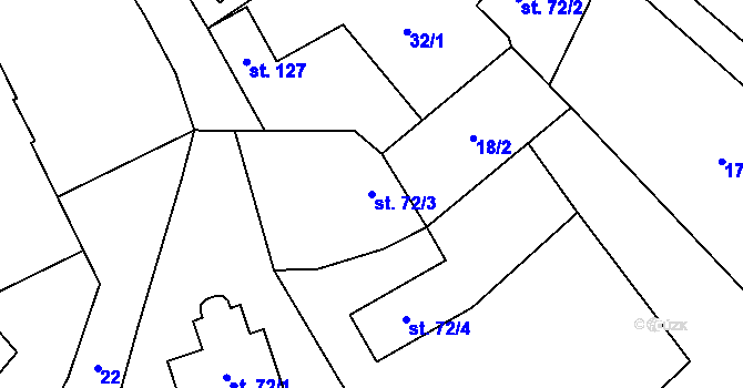 Parcela st. 72/3 v KÚ Horní Počaply, Katastrální mapa