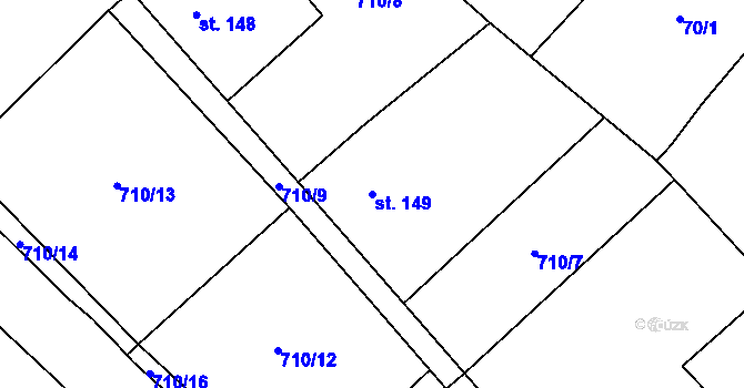 Parcela st. 149 v KÚ Horní Počaply, Katastrální mapa