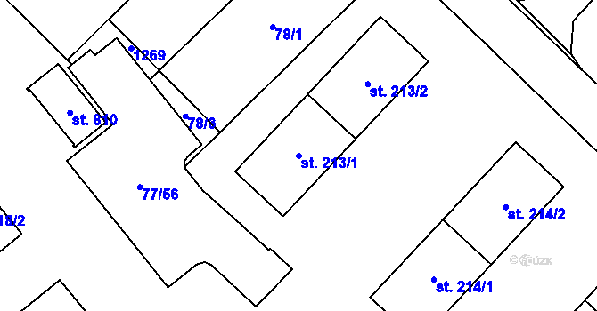 Parcela st. 213/1 v KÚ Horní Počaply, Katastrální mapa