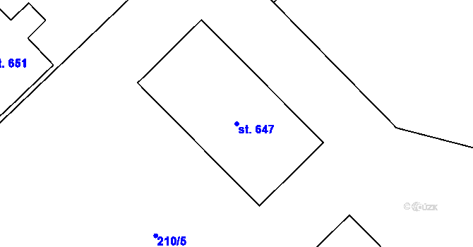 Parcela st. 647 v KÚ Horní Počaply, Katastrální mapa