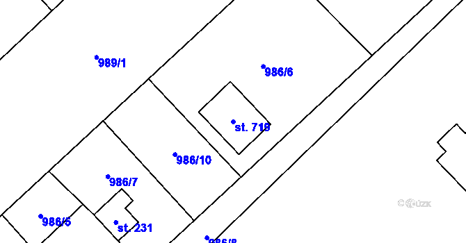 Parcela st. 719 v KÚ Horní Počaply, Katastrální mapa