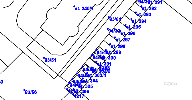 Parcela st. 94/40 v KÚ Horní Počaply, Katastrální mapa