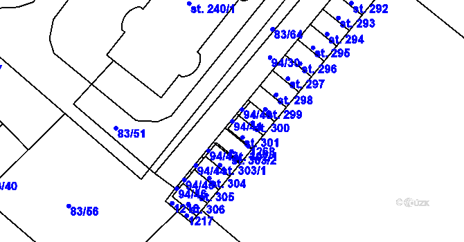 Parcela st. 94/41 v KÚ Horní Počaply, Katastrální mapa