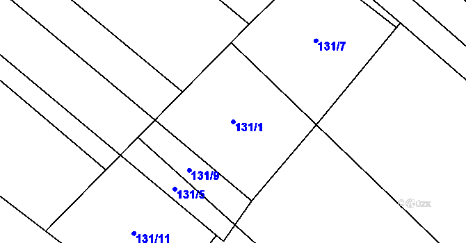 Parcela st. 131/1 v KÚ Horní Počaply, Katastrální mapa