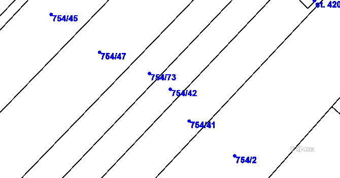 Parcela st. 754/42 v KÚ Horní Počaply, Katastrální mapa