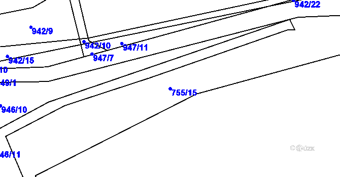 Parcela st. 755/15 v KÚ Horní Počaply, Katastrální mapa