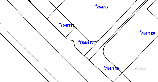 Parcela st. 754/112 v KÚ Horní Počaply, Katastrální mapa