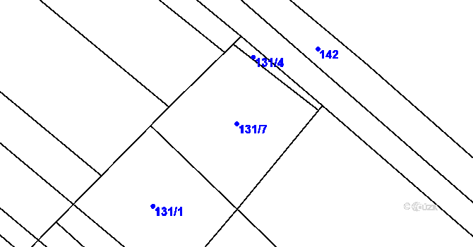 Parcela st. 131/7 v KÚ Horní Počaply, Katastrální mapa