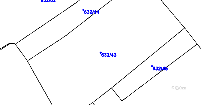 Parcela st. 632/43 v KÚ Horní Počaply, Katastrální mapa
