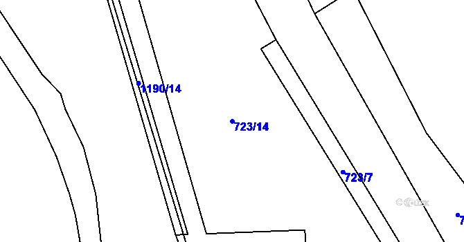 Parcela st. 723/14 v KÚ Horní Počaply, Katastrální mapa