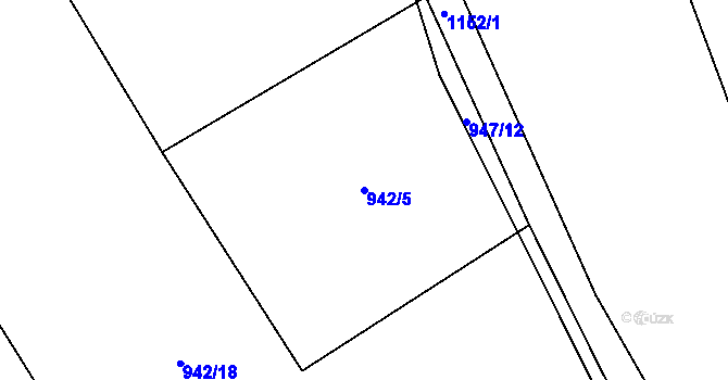Parcela st. 942/5 v KÚ Horní Počaply, Katastrální mapa