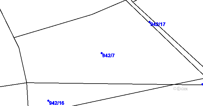 Parcela st. 942/7 v KÚ Horní Počaply, Katastrální mapa