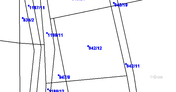 Parcela st. 942/12 v KÚ Horní Počaply, Katastrální mapa