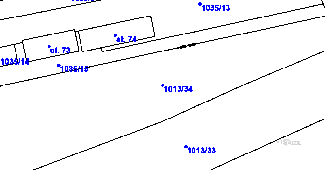 Parcela st. 1013/34 v KÚ Horní Počaply, Katastrální mapa