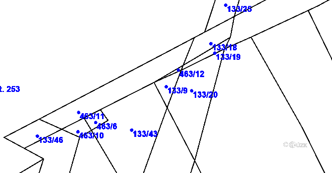 Parcela st. 133/9 v KÚ Křivenice, Katastrální mapa