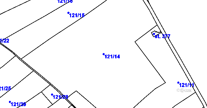 Parcela st. 121/14 v KÚ Křivenice, Katastrální mapa