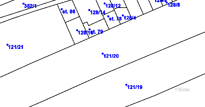 Parcela st. 121/20 v KÚ Křivenice, Katastrální mapa