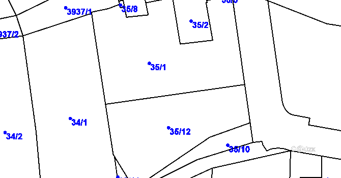 Parcela st. 35/1 v KÚ Horní Počernice, Katastrální mapa