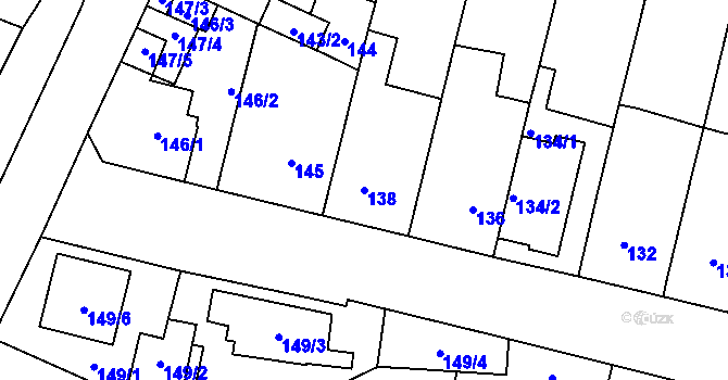 Parcela st. 138 v KÚ Horní Počernice, Katastrální mapa