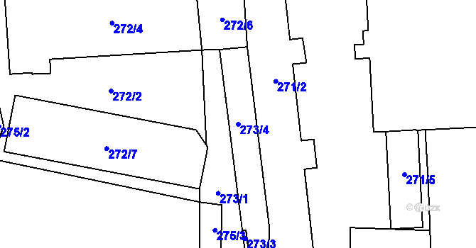 Parcela st. 273/4 v KÚ Horní Počernice, Katastrální mapa