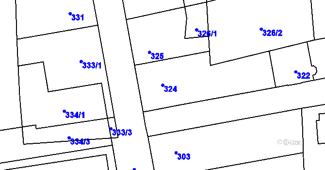 Parcela st. 324 v KÚ Horní Počernice, Katastrální mapa