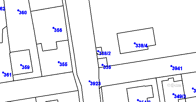 Parcela st. 338/2 v KÚ Horní Počernice, Katastrální mapa