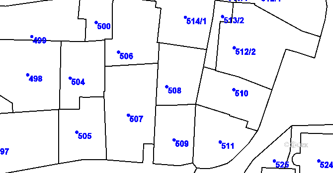 Parcela st. 508 v KÚ Horní Počernice, Katastrální mapa