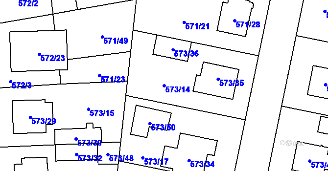Parcela st. 573/14 v KÚ Horní Počernice, Katastrální mapa