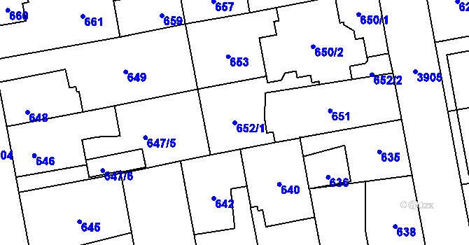 Parcela st. 652/1 v KÚ Horní Počernice, Katastrální mapa