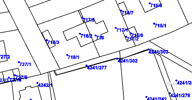 Parcela st. 717/3 v KÚ Horní Počernice, Katastrální mapa